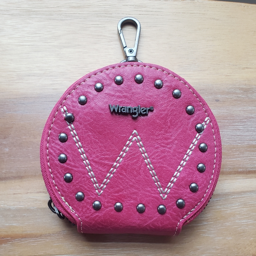 Wrangler Coin Pouch "W" Logo Bag Charm Circular Zipper Zippered Round